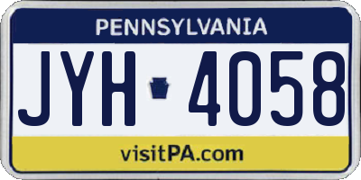 PA license plate JYH4058