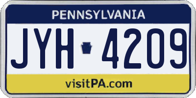 PA license plate JYH4209