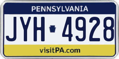 PA license plate JYH4928