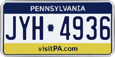 PA license plate JYH4936