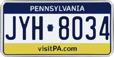 PA license plate JYH8034