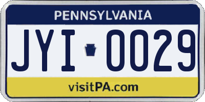 PA license plate JYI0029