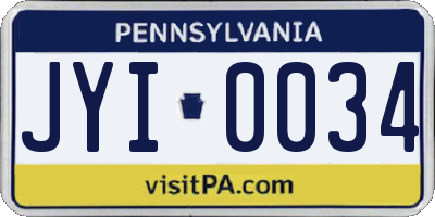 PA license plate JYI0034