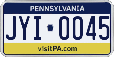 PA license plate JYI0045