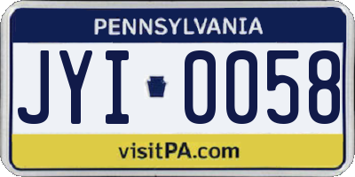 PA license plate JYI0058