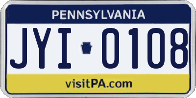 PA license plate JYI0108