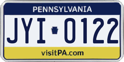 PA license plate JYI0122