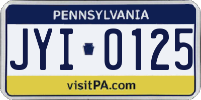 PA license plate JYI0125