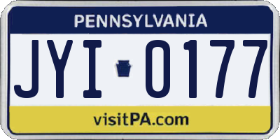 PA license plate JYI0177