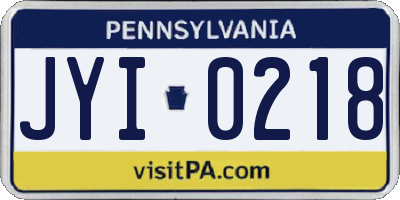 PA license plate JYI0218