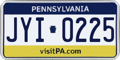 PA license plate JYI0225
