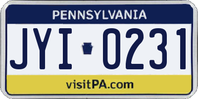 PA license plate JYI0231