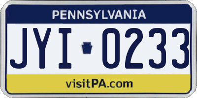 PA license plate JYI0233