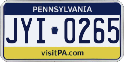 PA license plate JYI0265