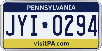 PA license plate JYI0294