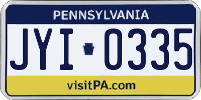 PA license plate JYI0335