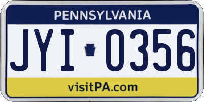 PA license plate JYI0356