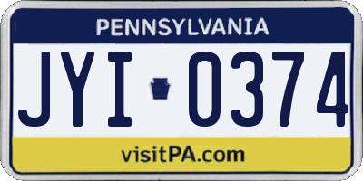 PA license plate JYI0374