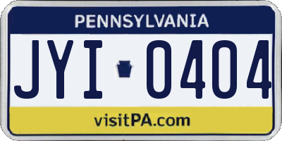 PA license plate JYI0404