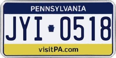 PA license plate JYI0518