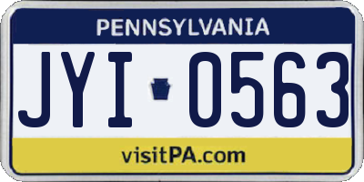 PA license plate JYI0563