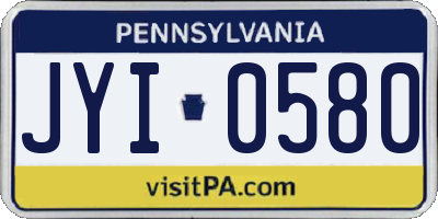 PA license plate JYI0580