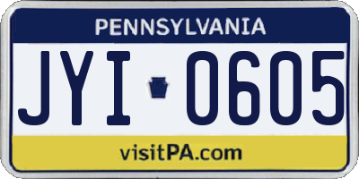 PA license plate JYI0605