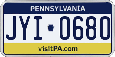 PA license plate JYI0680