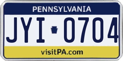 PA license plate JYI0704