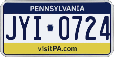 PA license plate JYI0724