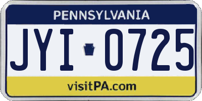 PA license plate JYI0725