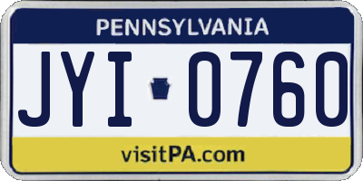 PA license plate JYI0760