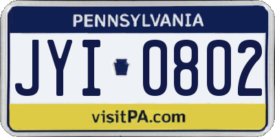 PA license plate JYI0802