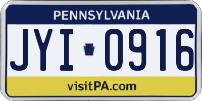 PA license plate JYI0916