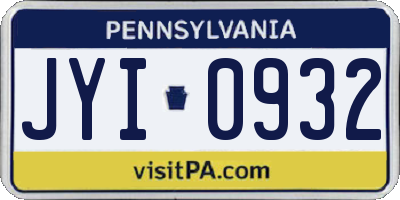 PA license plate JYI0932