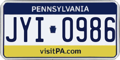 PA license plate JYI0986