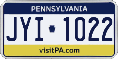 PA license plate JYI1022