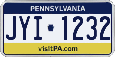 PA license plate JYI1232