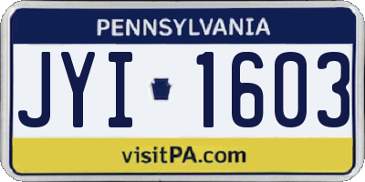 PA license plate JYI1603