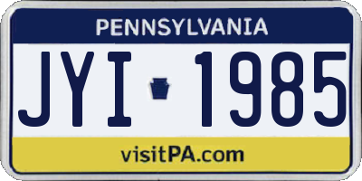 PA license plate JYI1985