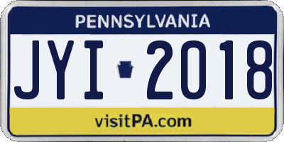 PA license plate JYI2018