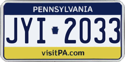 PA license plate JYI2033