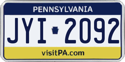 PA license plate JYI2092