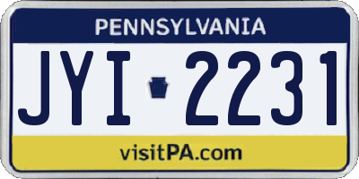 PA license plate JYI2231