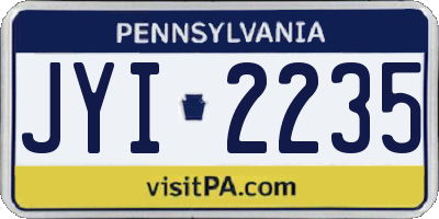 PA license plate JYI2235