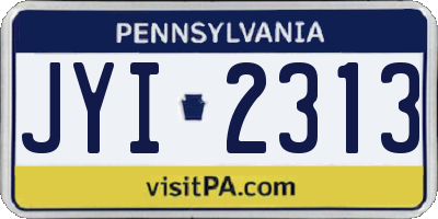 PA license plate JYI2313