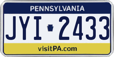 PA license plate JYI2433