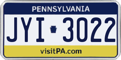 PA license plate JYI3022