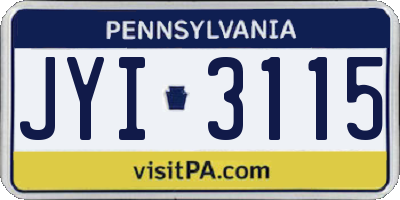 PA license plate JYI3115
