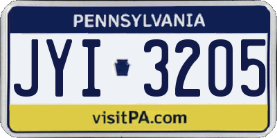 PA license plate JYI3205